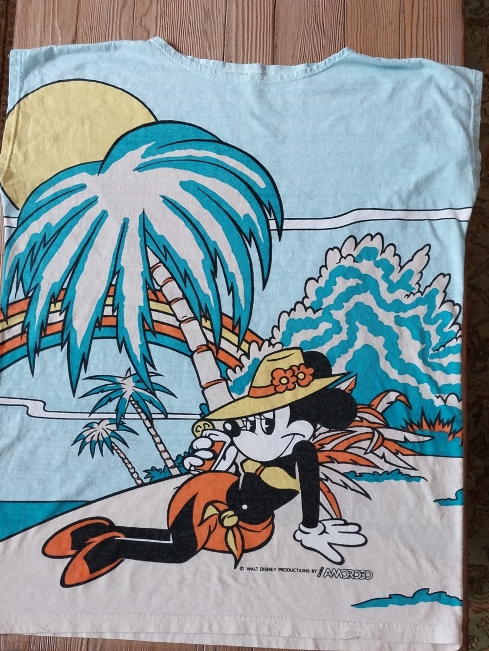 Disney Womens' Light Blue Mickey Beach Coverup with Orange and Teal Accents